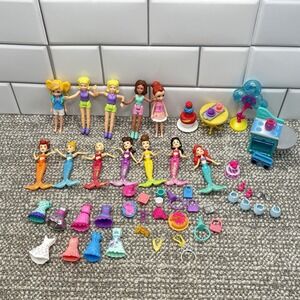 Polly Pocket Plus Mini Dolls Plus Mermaids‎ Plus Accessories Clothes Furniture